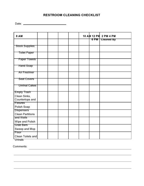 Free Bathroom Cleaning Log Template Printable Templates