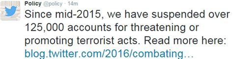 Twitter Suspends 125000 Terrorism Accounts Bbc News