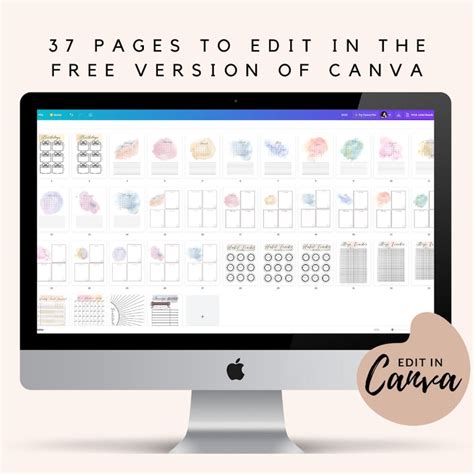 2023 Editable Canva Watercolor Planner Template Etsy