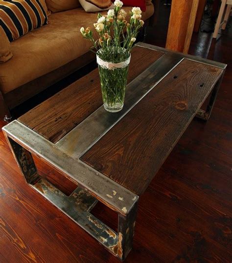 Handmade Reclaimed Wood And Steel Coffee Table Vintage Rustic Etsy