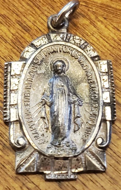 Mary Conceived Without Sin Vintage Sterling Silver Medal Etsy