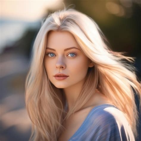 Premium Ai Image A Woman With Blonde Hair And A Blue Eyes