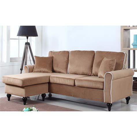 Madison Home Traditional Small Space Velvet Sectional Sofa With