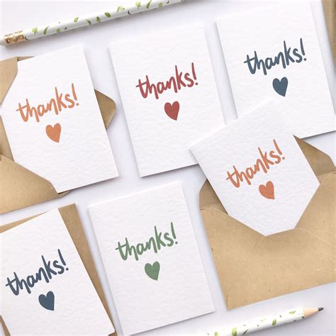 8 Mini Thank You Note Cards Pack Of Thank You Cards Hand Etsy Happy