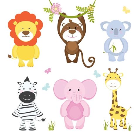 Free Vector Set Of Cute Vector Cartoon Wild Animals With A Monkey
