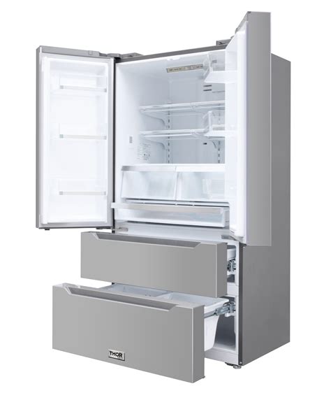 clean  stainless steel refrigerator thor kitchen