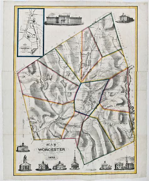 A Map Of Worcester Shire Town Of The County Of Worcester By Heman S