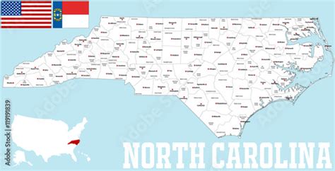 Large And Detailed Map Of The State Of North Carolina With All Counties
