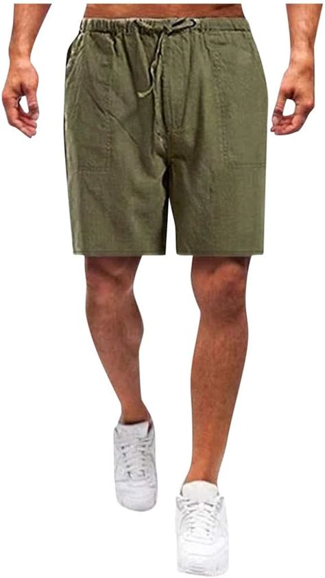 Eucoo Pantalones Cortos De Lino Para Hombre Estilo Casual Cintura
