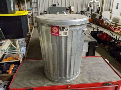 20 Gallon Galvanized Trash Can With Lid Isabell Auction