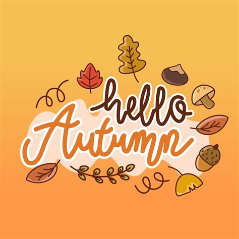 Premium Vector Hello Autumn Greeting With Autumn Leaves Elements