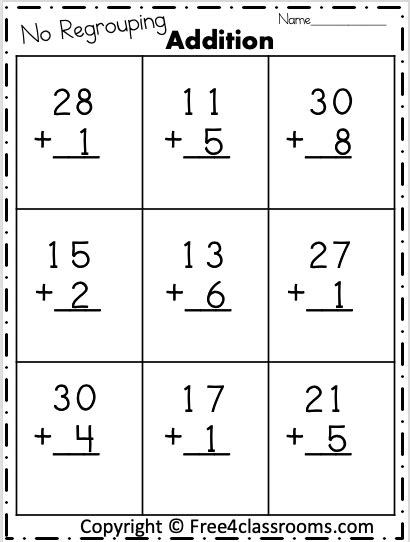 Addition With No Regrouping Worksheets