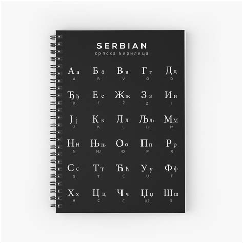 Serbian Alphabet Chart Serbian Cyrillic Language Chart Black Spiral