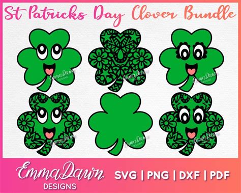 St Patricks Day Clover Bundle Svg 6 Mandala Zentangle Etsy Uk