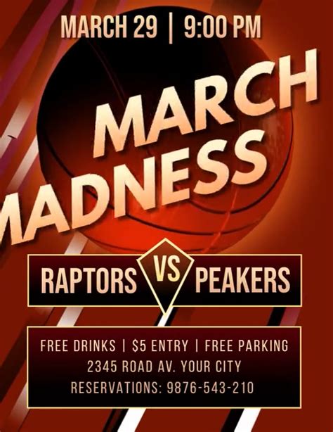 March Madness Basketball Game Video Flyer Template Postermywall