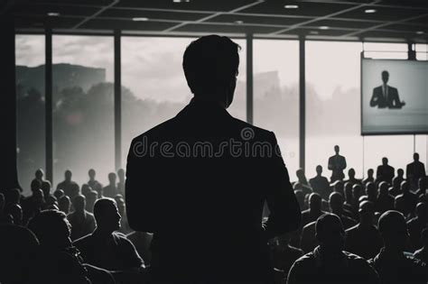 Silhouette Of Corporate Businessman Giving A Presentation Illustration