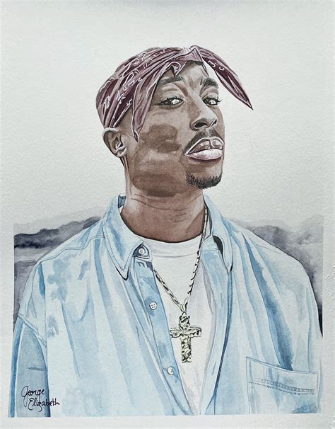 Tupac Hand Painted Watercolour Portrait Etsy Uk