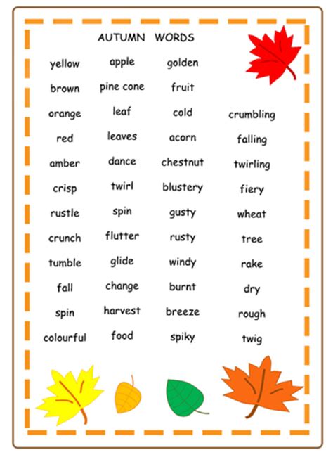 Autumn Word Mat By Victoria2722 Teaching Resources Tes