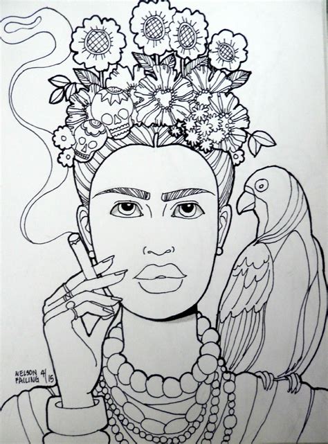 Frida Kahlo Desenho Preto E Branco