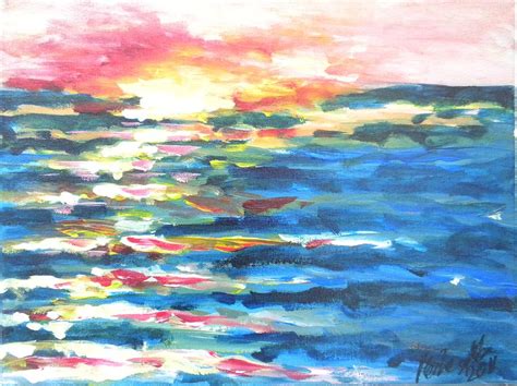 Sunrise Over The Ocean Painting By Meike Aton
