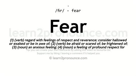 Pronunciation Of Fear Definition Of Fear Youtube