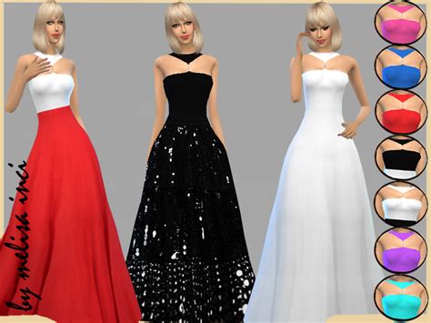Sims 4 Ccs The Best Polo Neck Trim Top Maxi Dress By Melisa Inci