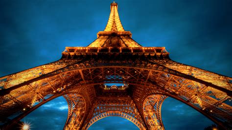 Download Wallpaper 1366x768 Eiffel Tower Paris Architecture Night