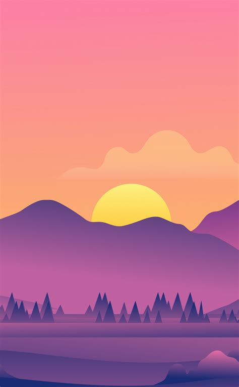 Download Wallpaper 950x1534 Beautiful Evening Landscape Forest
