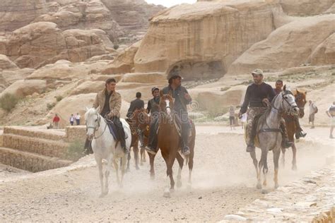 Bedouins On Horseback In Petra Jordan Editorial Photo Image Of