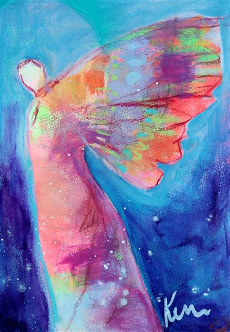Small Abstract Angel Figure On Paper Colorful Encouraging Artwork