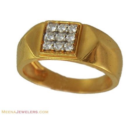 22k Yellow Gold Stones Ring Rims11204 22k Gold Mens Ring With Star