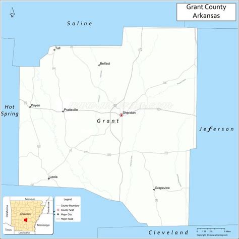 Map Of Grant County Arkansas Showing Cities Highways And Important