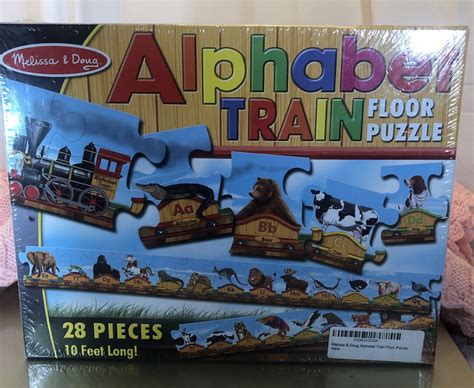 New Melissa And Doug Alphabet Train Floor Puzzle 28 Pcs Kids Fun 10 Ft Long