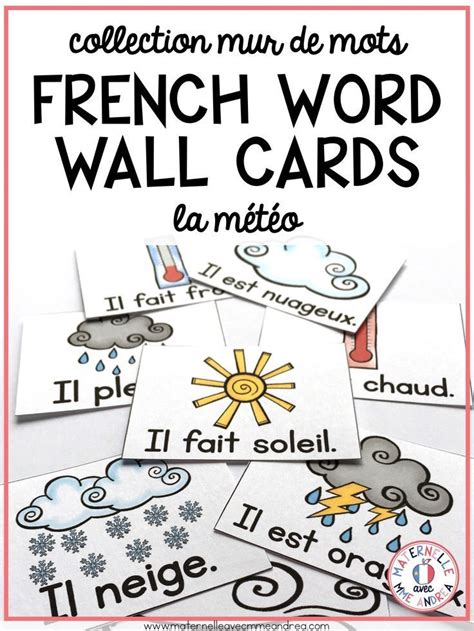 French Vocabulary Cards Seasons Weather Cartes De Vocabulaire La