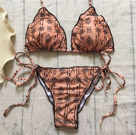 Exotic Bikini 2018 New Summer Psychedelic Ladies Padded Swimming Suit