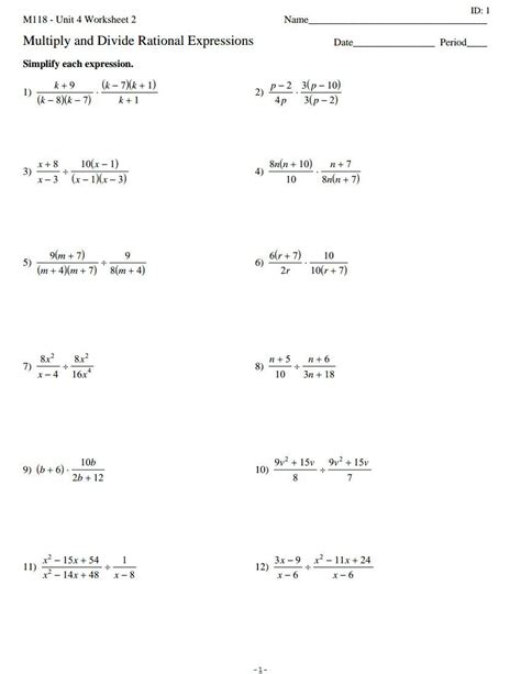 Addition Subtraction Multiplication Division Of Rational Numbers Worksheet