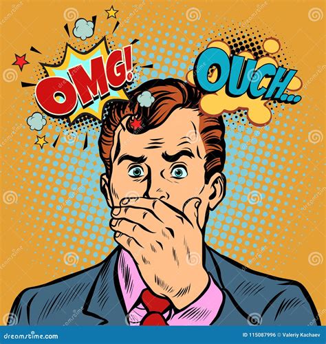 Omg Ouch Surprised Businessman Stock Vector Illustration Of Fear