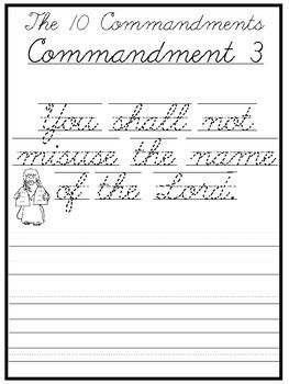 Then, slide back down to the bottom line. The 10 Commandments Cursive Writing Worksheets. 2nd-5th Grade Bible Studies.