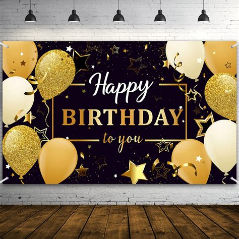 Buy Happy Birthday Party Decorations Extra Large Fabric Black And Gold Happy Birthday To You