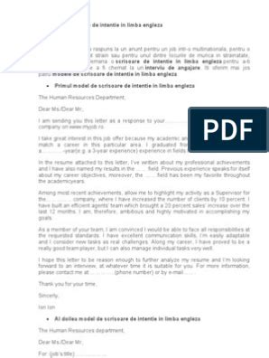 Model Scrisoare De Intentie Europass Doc