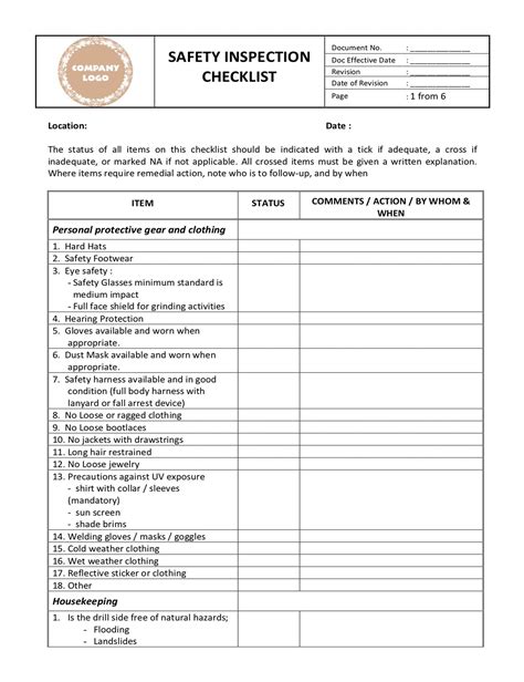 Safety Inspection Checklist Safety Report Safety Checklist Etsy Australia
