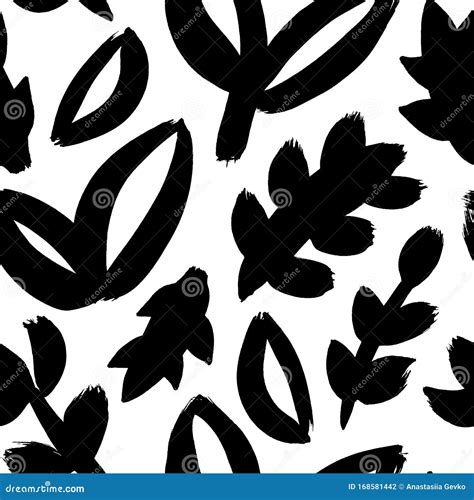 Abstract Freehand Leaves Vector Seamless Pattern Stock Vector