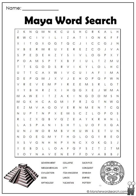 Maya Word Search 1 Monster Word Search