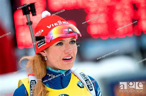 The Biathlon Athlete Gabriela Koukalova From The Czech Republic Is Glad