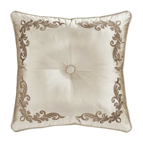 Belgium 18 Square Embellished Decorative Throw Pillow In Champagne By