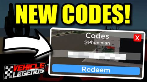 Vehicle Legends New Update Working Codes All New Vehicle Legends