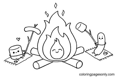 Camp Fire Coloring Page Free Printable Coloring Pages