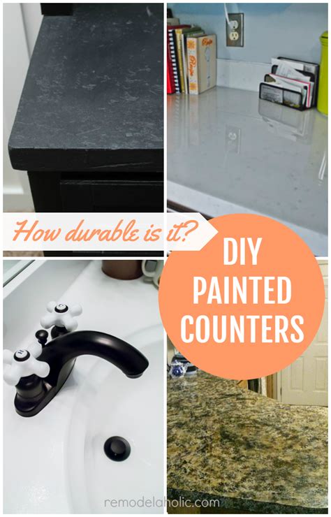Here's a list of 15 different budget friendly ways to update your countertops! Remodelaholic | DIY Painted Countertop Reviews