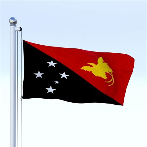 3d Model Animated Papua New Guinea Flag Vr Ar Low Poly Animated