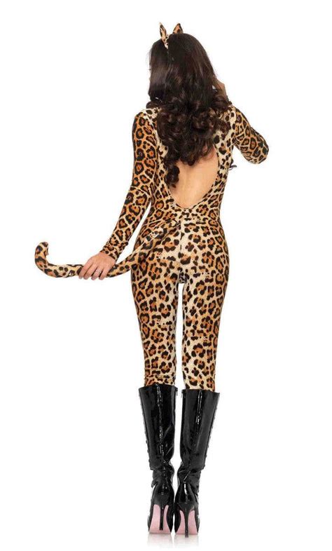 Womens Wild Leopard Costume Sexy Leopard Catsuit Womens Costume